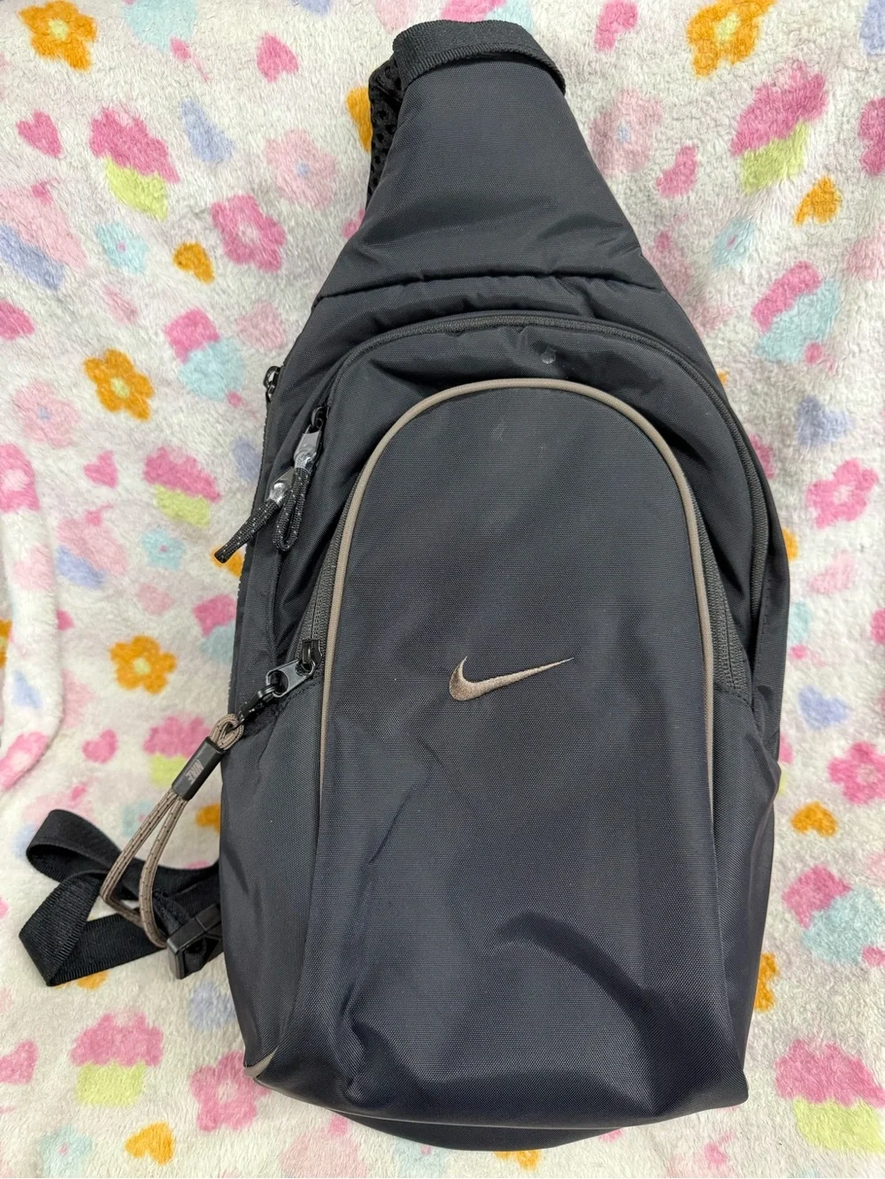 Nike Black Sling Bag with Tan Trim